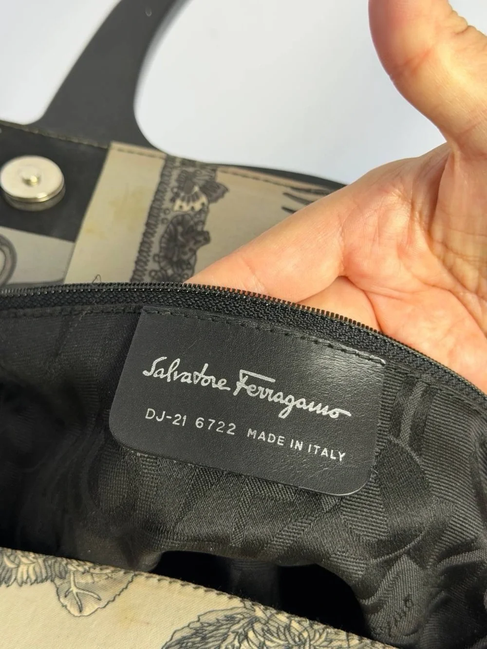 Salvatore Ferragamo Convertible Archival Scarf-Print Canvas Top Handle Bag